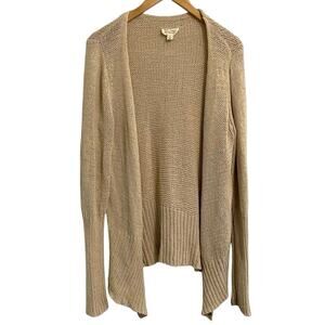 Nili Lotan Tan Open Knit Asymmetrical Cardigan Sweater Size Small Tan Neutral